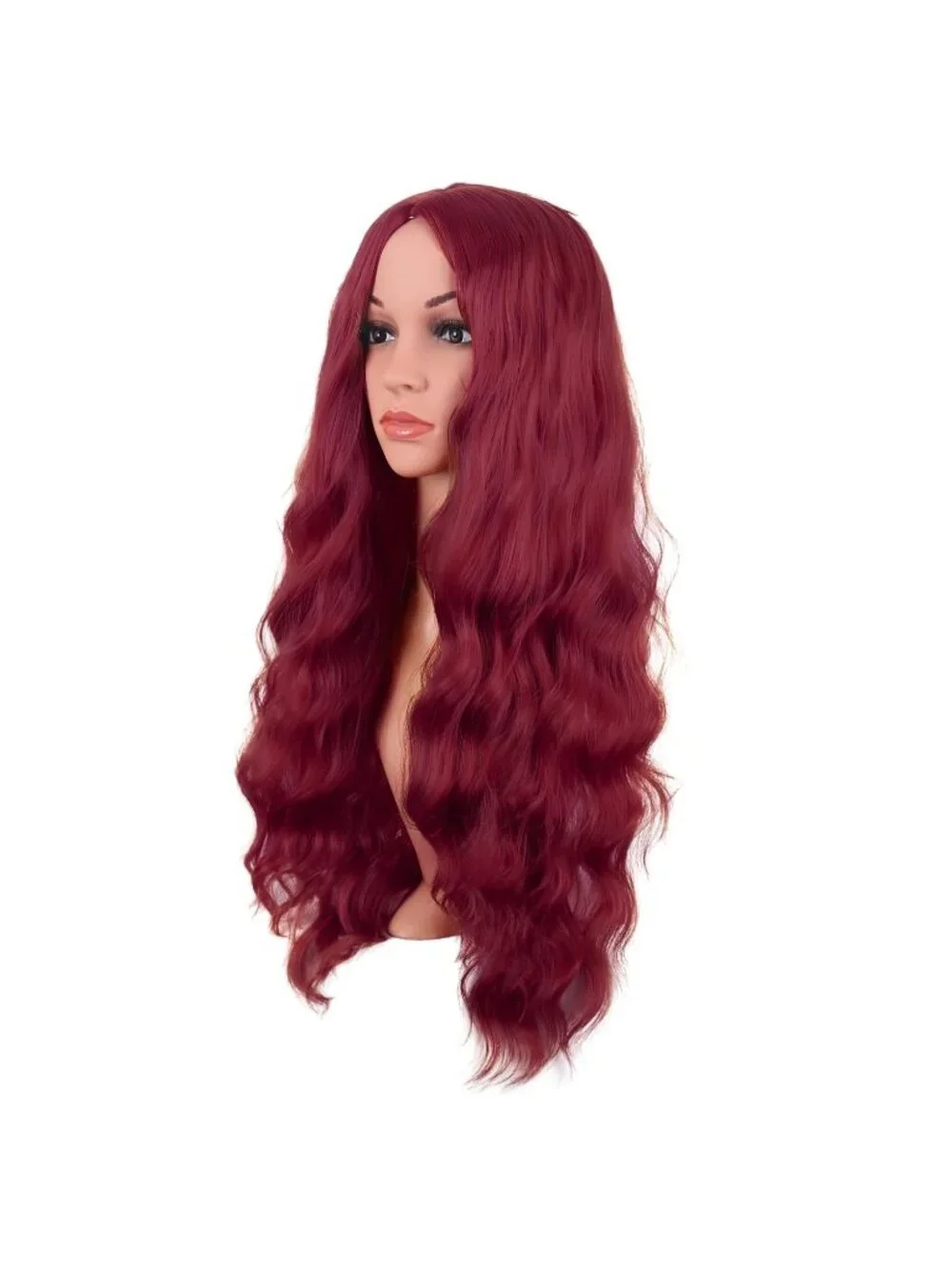 Women's Blood Red 28 Inch Synthetic Fiber Long Middle Part Curly Cosplay Wigs